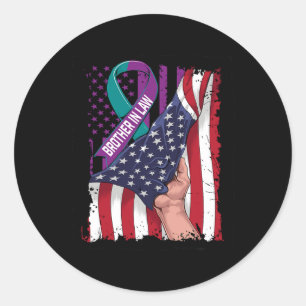 In Memory of Brother In Law Suicide Awareness USA  Classic Round Sticker