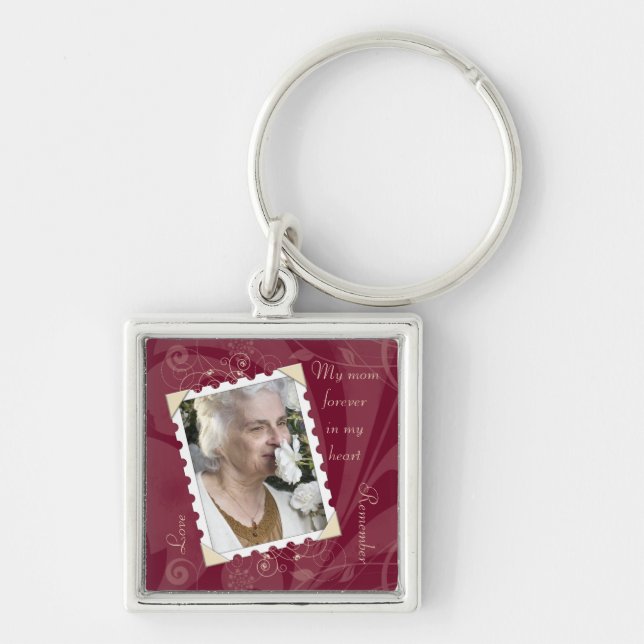 In Memory of Burgundy Photo Keychain (Front)