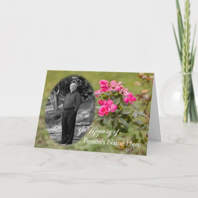 In Memory of Card with Roses and Photo (Front)