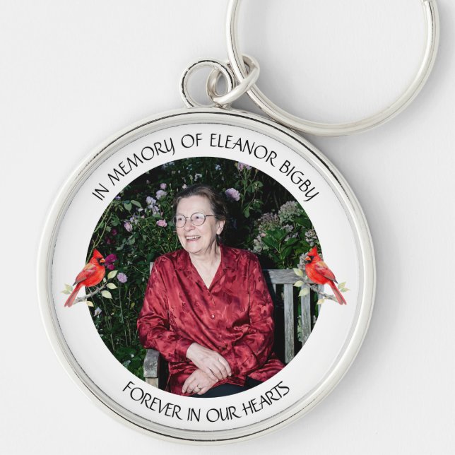 In Memory of | Cardinal Memorial Keepsake Key Ring (Front)