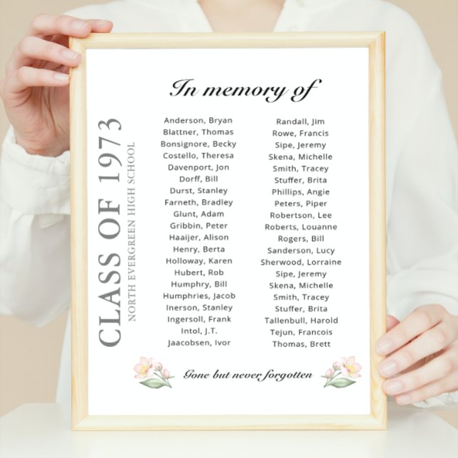 In Memory Of Class Reunion Up to 40 Names Poster (Creator Uploaded)