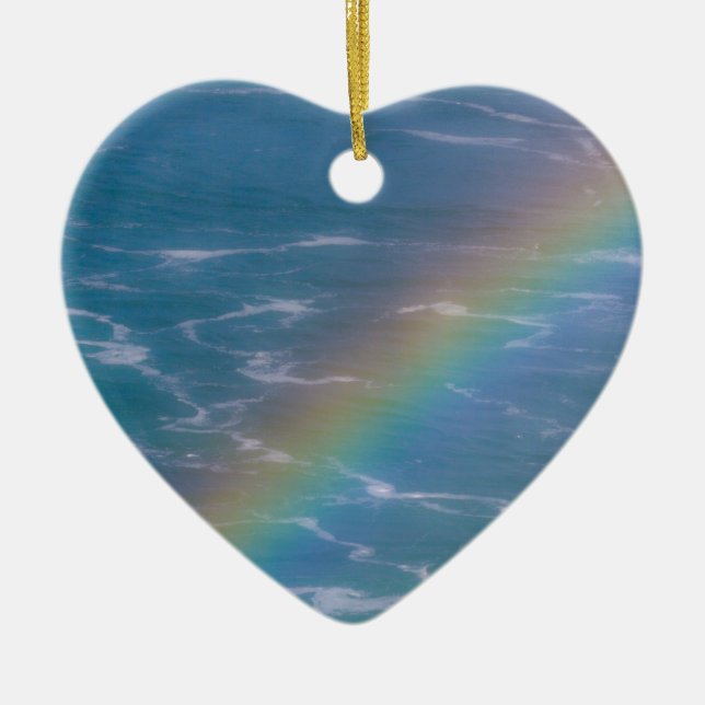 In Memory of Custom Name Colourful Rainbow Ceramic Ornament (Front)