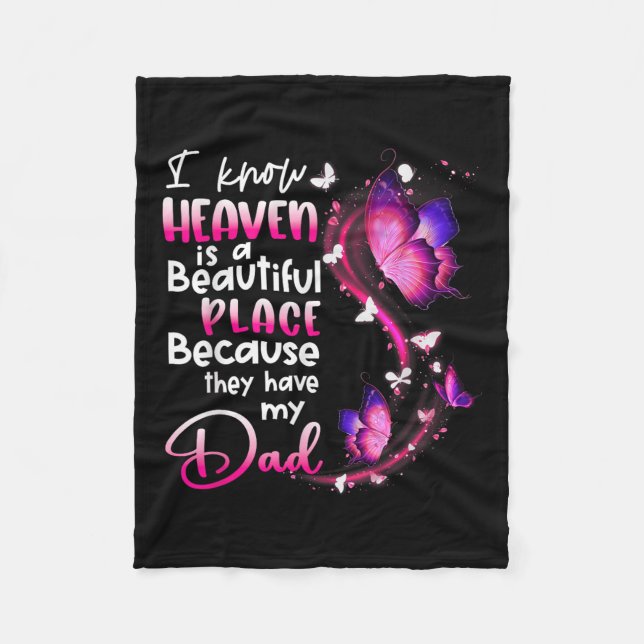 In Memory Of Dad Angel Know Heaven Beautiful Fleece Blanket (Front)