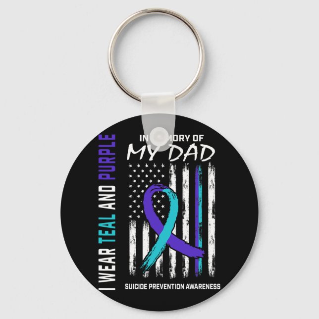 In Memory Of Dad Suicide Awareness Prevention Amer Key Ring (Front)