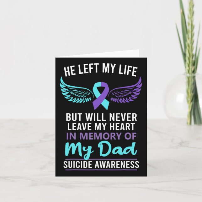 In Memory Of Dad Suicide Awareness Prevention  Card (Front)