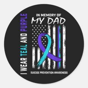 In Memory Of Dad Suicide Prevention Awareness Amer Classic Round Sticker