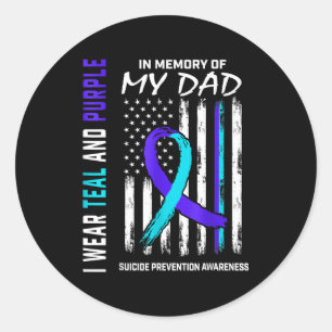 In Memory Of Dad Suicide Prevention Awareness Amer Classic Round Sticker