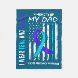 In Memory Of Dad Suicide Prevention Awareness Amer Fleece Blanket