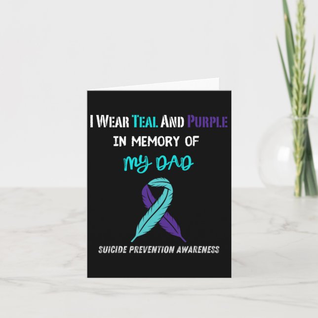 In Memory Of Dad Suicide Prevention Awareness  Card (Front)