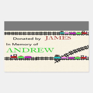 In Memory of Donated Train Bookplates Rectangular Sticker