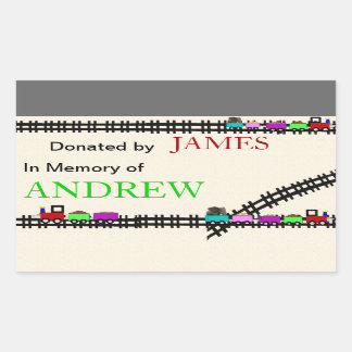 In Memory of Donated Train Bookplates Rectangular Sticker