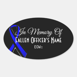IN MEMORY OF FALLEN OFFICER OVAL BUMPER STICKER