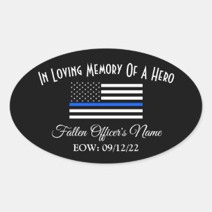 IN MEMORY OF FALLEN OFFICER OVAL BUMPER STICKER
