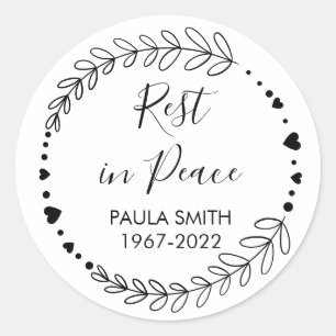 In Memory Of.  Funeral Gift Classic Round Sticker