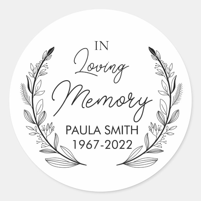 In Memory Of Funeral Gift loving memorial favor Classic Round Sticker (Front)