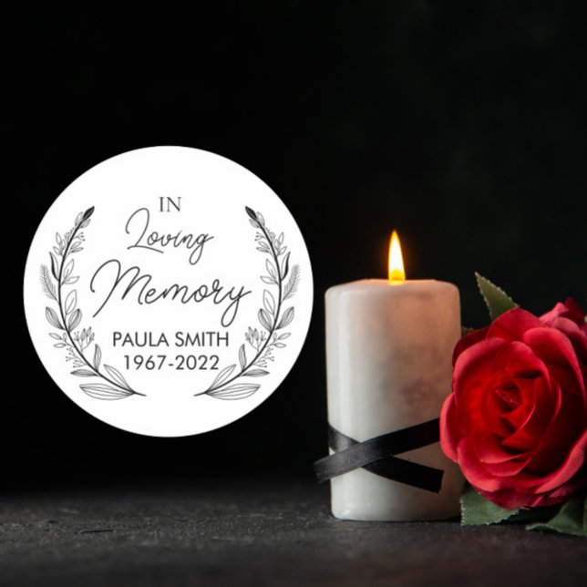 In Memory Of Funeral Gift loving memorial favour Classic Round Sticker (Creator Uploaded)