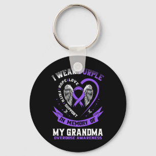 In Memory Of Grandma Drug Overdose Awareness Ribbo Key Ring