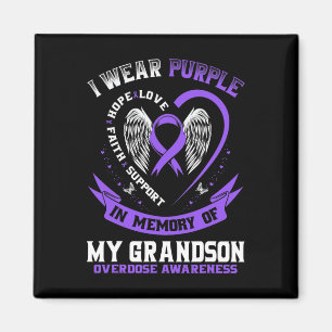 In Memory Of Grandson Drug Overdose Awareness Ribb Magnet