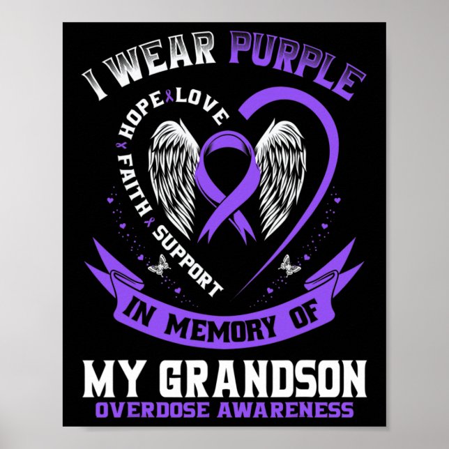 In Memory Of Grandson Drug Overdose Awareness Ribb Poster (Front)