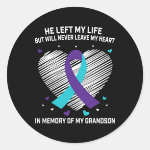 In Memory of Grandson Suicide Awareness Prevention Classic Round Sticker
