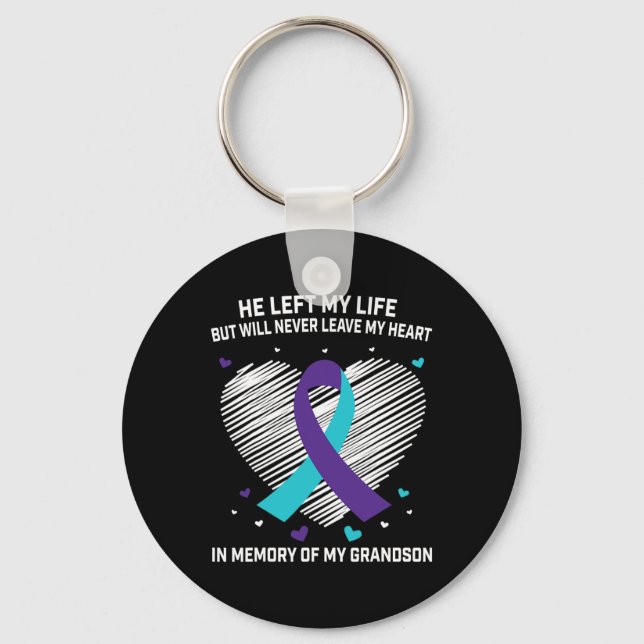 In Memory Of Grandson Suicide Awareness Prevention Key Ring (Front)