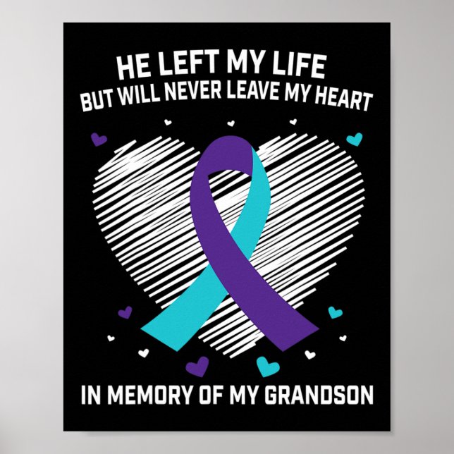 In Memory of Grandson Suicide Awareness Prevention Poster (Front)