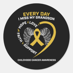 In Memory Of I Miss My Grandson Childhood Cancer A Classic Round Sticker