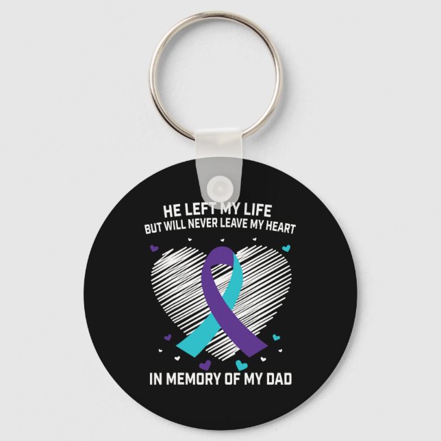 In Memory of Loving Dad Suicide Awareness Preventi Key Ring (Front)