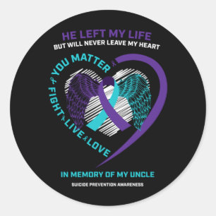 In Memory Of Loving Uncle Prevention Awareness Classic Round Sticker
