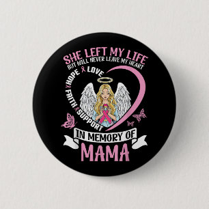 In Memory Of Mama Breast Cancer Awareness Angel Tr 6 Cm Round Badge