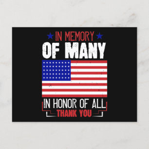 In Memory Of Many In Honour Of All Thank You Announcement Postcard