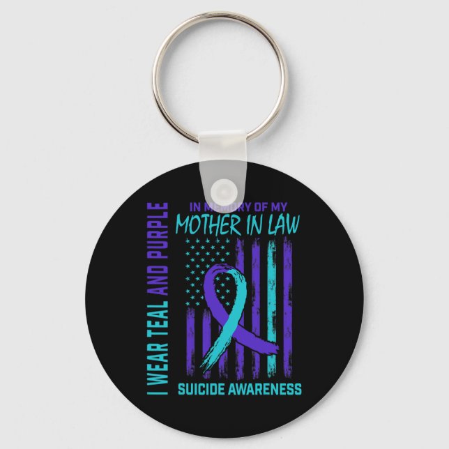 In Memory Of Mother In Law Suicide Awareness Ameri Key Ring (Front)