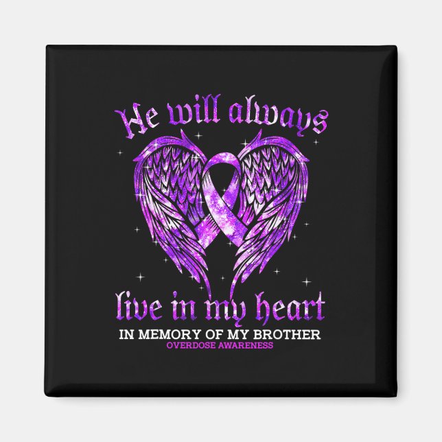 In Memory Of My Brother Overdose Awareness Angel W Magnet (Front)