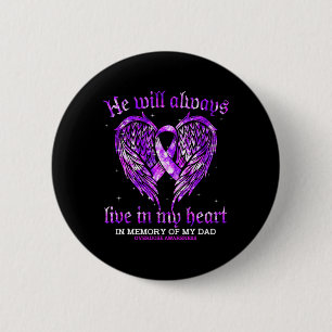 In Memory Of My Dad Overdose Awareness Angel Wing 6 Cm Round Badge