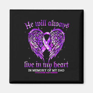 In Memory Of My Dad Overdose Awareness Angel Wing Magnet