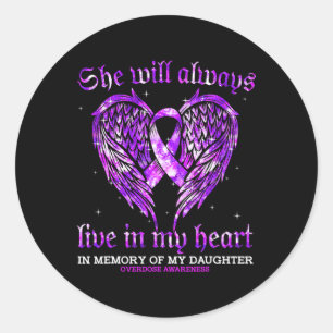 In Memory Of My Daughter Overdose Awareness Angel Classic Round Sticker