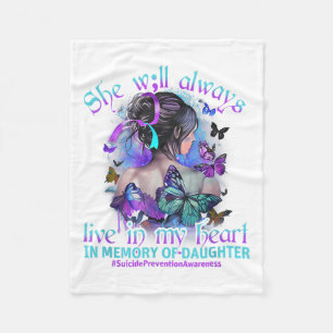 In Memory Of My Daughter Suicide Prevention Awaren Fleece Blanket