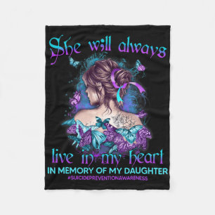 In Memory Of My Daughter Suicide Prevention Awaren Fleece Blanket