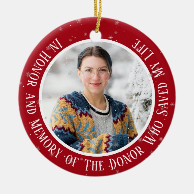 In Memory of My Donor Transplant Christmas Ceramic Ornament (Front)