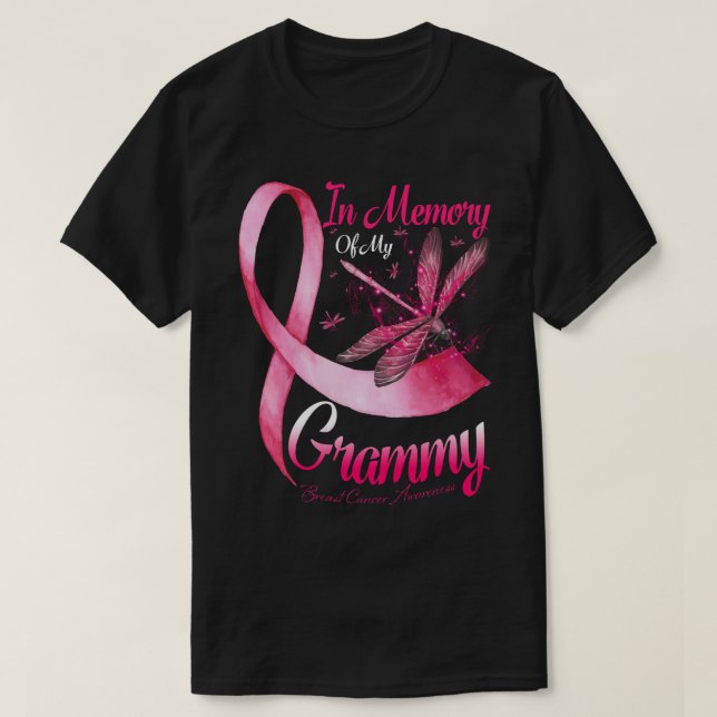 In Memory of My Grammy Dragonfly Breast Cancer Awa T-Shirt (Design Front)