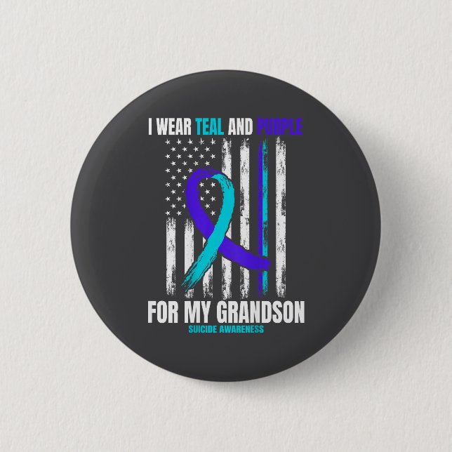 In Memory Of My Grandson Suicide Awareness Flag Ba 6 Cm Round Badge (Front)
