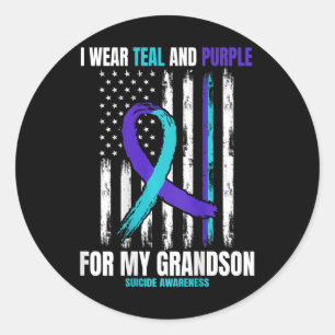 In Memory Of My Grandson Suicide Awareness Flag Ba Classic Round Sticker