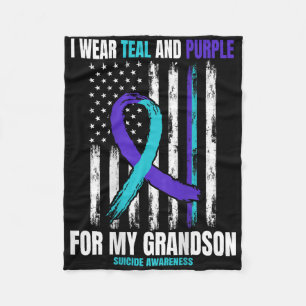 In Memory Of My Grandson Suicide Awareness Flag Ba Fleece Blanket