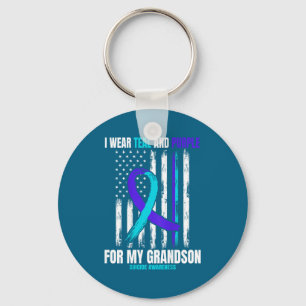 In Memory Of My Grandson Suicide Awareness Flag Ba Key Ring