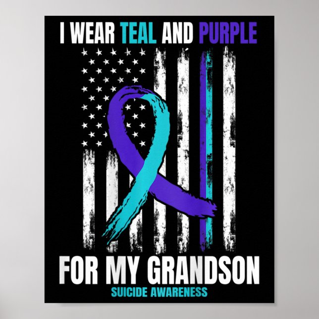 In Memory Of My Grandson Suicide Awareness Flag By Poster (Front)