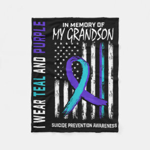 In Memory Of My Grandson Suicide Awareness Prevent Fleece Blanket