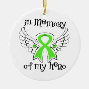 In Memory of My Hero Angel  Non-Hodgkin's Lymphoma Ceramic Ornament