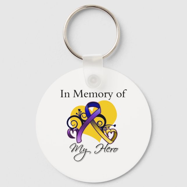 In Memory of My Hero - Bladder Cancer Key Ring (Front)