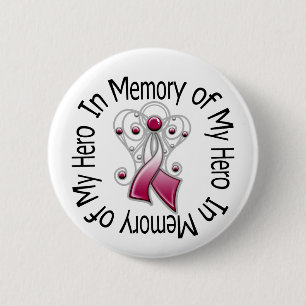 In Memory of My Hero Head Neck Cancer Angel Wings 6 Cm Round Badge