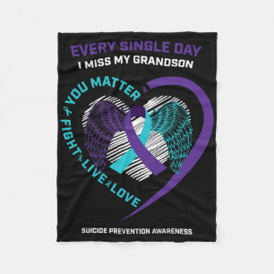 In Memory Of My Loving Grandson Suicide Prevention Fleece Blanket